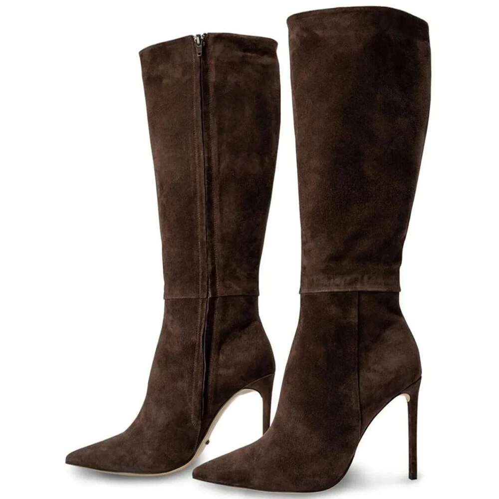 Tony Bianco Apollo Boot in Espresso Suede knee high leather high heeled heels - Picture 15 of 15